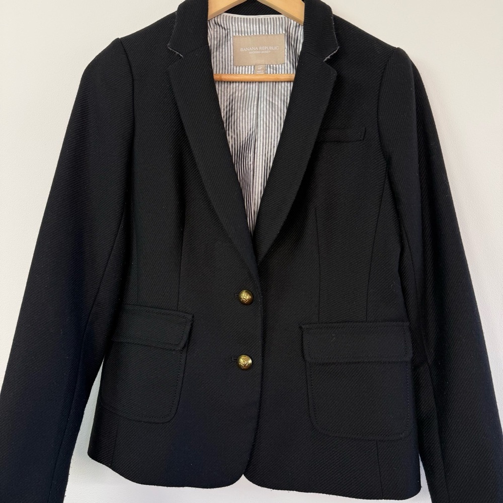 Banana Republic Blazer‎ Black Gold Buttons Size 6P - Picture 9 of 12